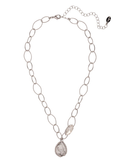 Forrest Pendant Necklace - NEU10PDCRY - <p>Our Forrest Pendant Necklace showcases loops of airy metalwork, a sparkling marquise-shaped crystal and an earthy mineral stone enhanced with just a touch of bling. 'Tis always the season to treat yourself to something fabulous. From Sorrelli's Crystal collection in our Palladium finish.</p>