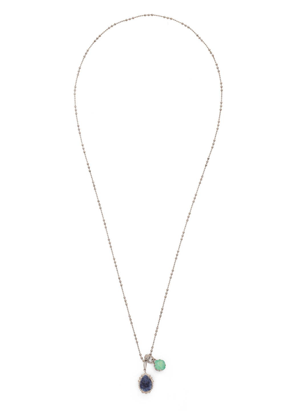 Arizona Pendant Necklace - NEU13ASNFT - <p>Love the charmed look? Get our Arizona Pendant Necklace. A delicate metal chain holds onto a stunning cushion-cut crystal and pear-shaped mineral stone. From Sorrelli's Night Frost collection in our Antique Silver-tone finish.</p>