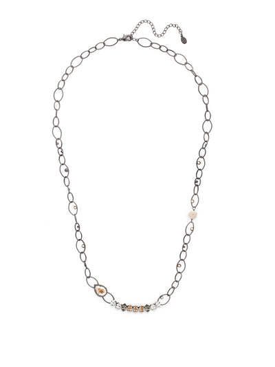 Dorothy Long Necklace - NEU1GMGNS - Fun metal and beadwork in the Dorothy Tennis Necklace gives way to some serious sparkle with a row of sparkling navette crystals. From Sorrelli's Golden Shadow collection in our Gun Metal finish.