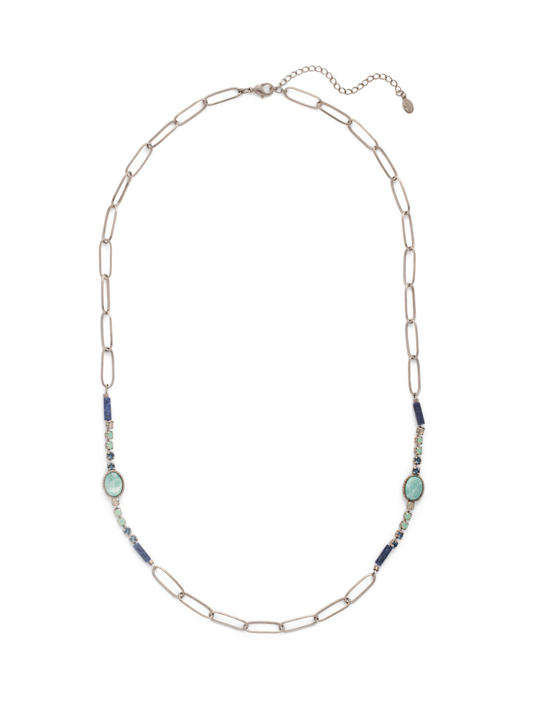 Blanche Long Necklace - NEU2ASNFT - <p>A fun layering piece, our Blanche Long Necklace has a touch of open metal loops, unique bead and stonework, and just the right amount of sparkling crystal gems. From Sorrelli's Night Frost collection in our Antique Silver-tone finish.</p>