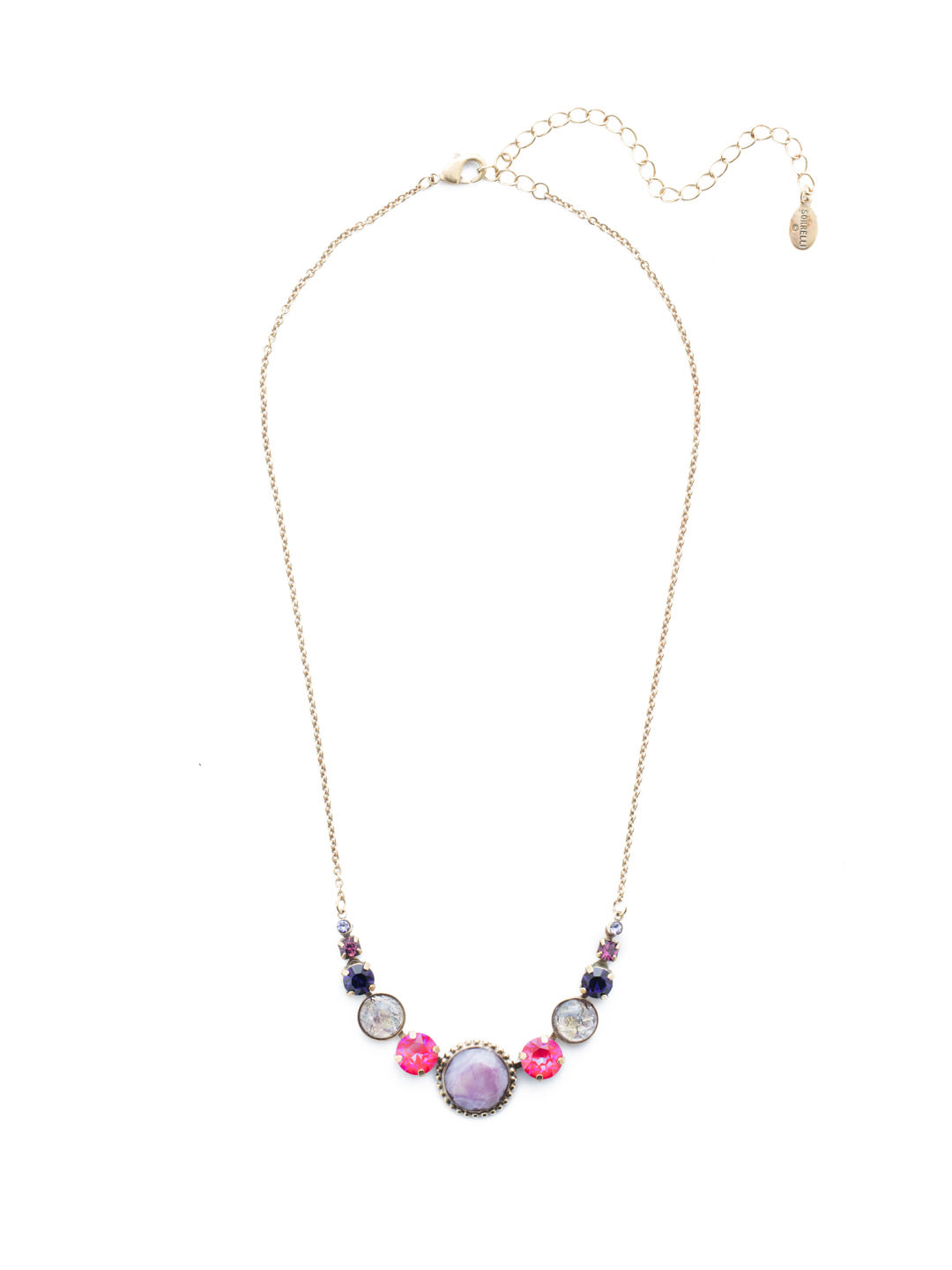 Berenice Tennis Necklace - NEU43AGDCS - <p>The center stone on our Berenice Tennis Necklace is what makes it - and you - stand apart. Don't worry: it's surrounded by classic Sorrelli sparkle, of course. From Sorrelli's Duchess collection in our Antique Gold-tone finish.</p>