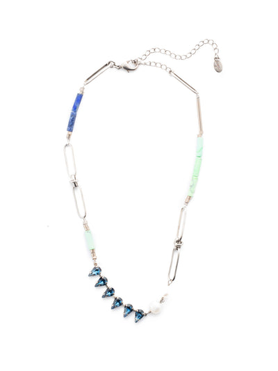 Josie Tennis Necklace - NEU7ASNFT - <p>Our Josie Tennis Necklace embraces many elements all at once: airy metal loops, fun beading and serious sparkle from a row of pear-shaped crystals. From Sorrelli's Night Frost collection in our Antique Silver-tone finish.</p>