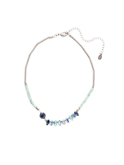 Rita Tennis Necklace - NEU8ASNFT - <p>Want to wear all the trends in one piece? Put on our Rita Tennis Necklace, showcasing a row of stunning navette crystals, a bit of beadwork and some metallic fun, too. From Sorrelli's Night Frost collection in our Antique Silver-tone finish.</p>