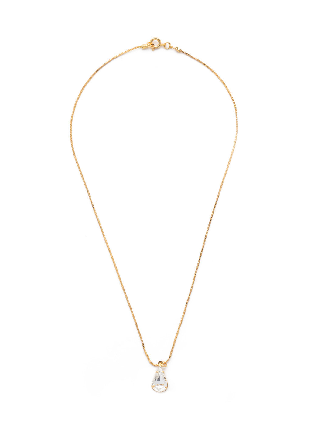 Dana Pendant Necklace - NEV100BGCRY - <p>The Dana Pendant Necklace features a single pear-shaped crystal on a dainty chain, secured with a spring ring clasp. From Sorrelli's Crystal collection in our Bright Gold-tone finish.</p>