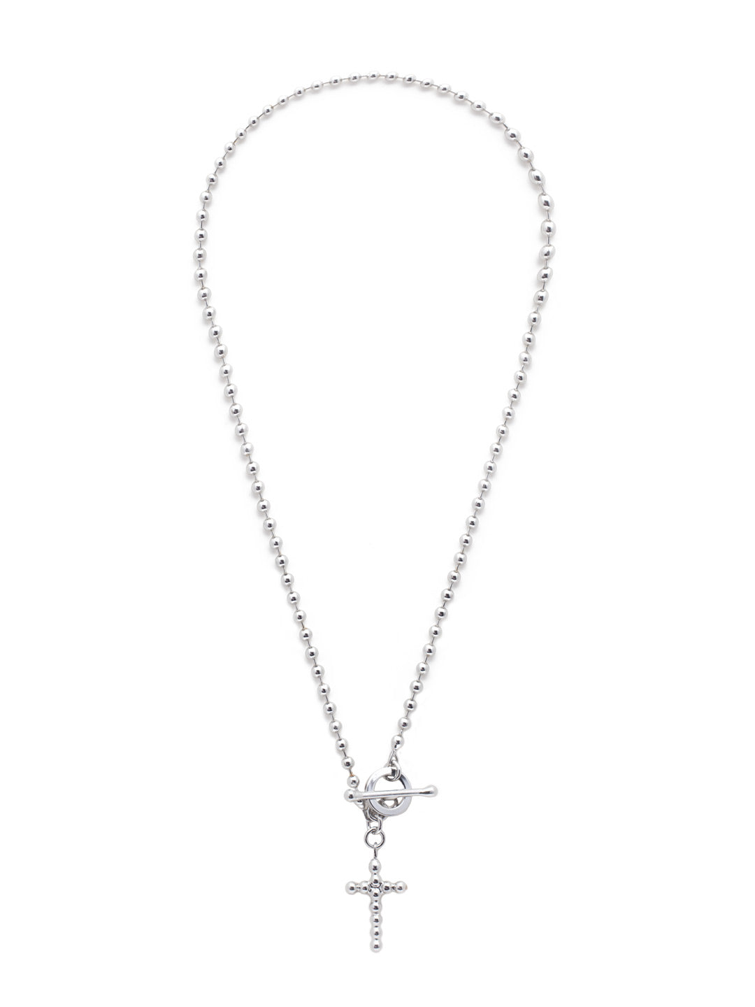 Mary Pendant Necklace - NEV106PDCRY - <p>The Mary Pendant Necklace is a timeless classic; a beaded style chain lays base to a single metal tone cross, secured in the front with a stylish toggle clasp. From Sorrelli's Crystal collection in our Palladium finish.</p>