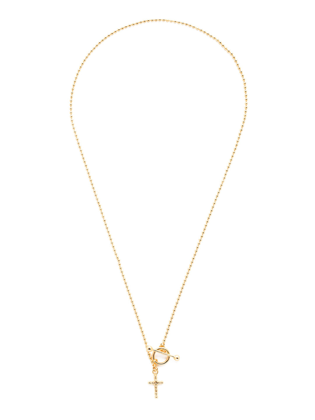 Mary Mini Pendant Necklace - NEV107BGCRY - <p>The Mary Mini Pendant Necklace is a timeless classic; a beaded style chain lays base to a single metal tone mini cross, secured in the front with a stylish toggle clasp. From Sorrelli's Crystal collection in our Bright Gold-tone finish.</p>