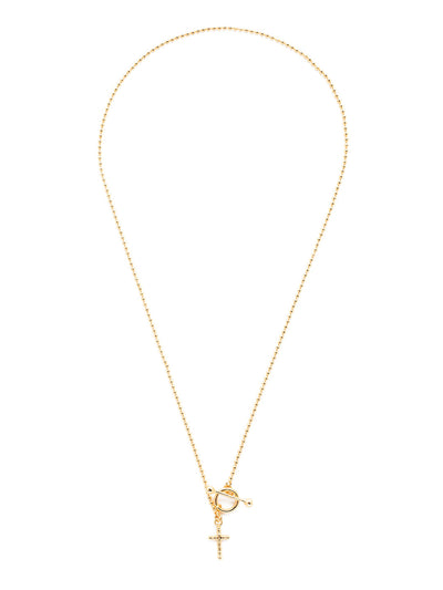 Mary Mini Pendant Necklace - NEV107BGCRY - <p>The Mary Mini Pendant Necklace is a timeless classic; a beaded style chain lays base to a single metal tone mini cross, secured in the front with a stylish toggle clasp. From Sorrelli's Crystal collection in our Bright Gold-tone finish.</p>
