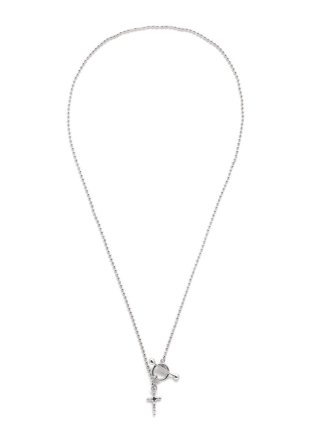 Mary Mini Pendant Necklace - NEV107PDCRY - <p>The Mary Mini Pendant Necklace is a timeless classic; a beaded style chain lays base to a single metal tone mini cross, secured in the front with a stylish toggle clasp. From Sorrelli's Crystal collection in our Palladium finish.</p>