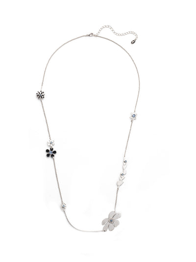 Olivia Long Necklace - NEV2PDWNB - <p>Go big and ring in spring with the Olivia Long Necklace, perfect for layering. It features an assortment of fun metallic floral accents and delicate dots of sparkling crystal stones. From Sorrelli's Windsor Blue collection in our Palladium finish.</p>