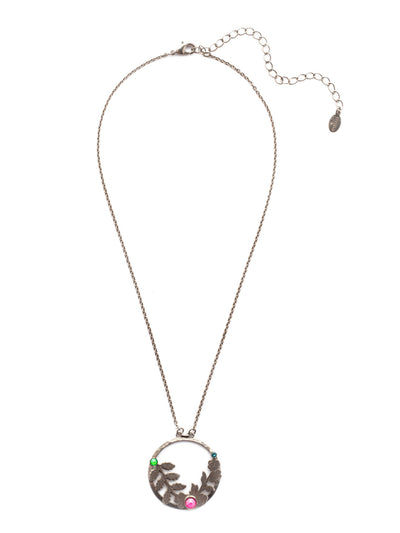 Calypso Pendant Necklace - NEV56ASWDW - <p>Fasten on the Calypso Pendant Necklace and showcase metallic leafwork in a classic circular shape with just a splash of sparkling crystals. From Sorrelli's Wild Watermelon collection in our Antique Silver-tone finish.</p>