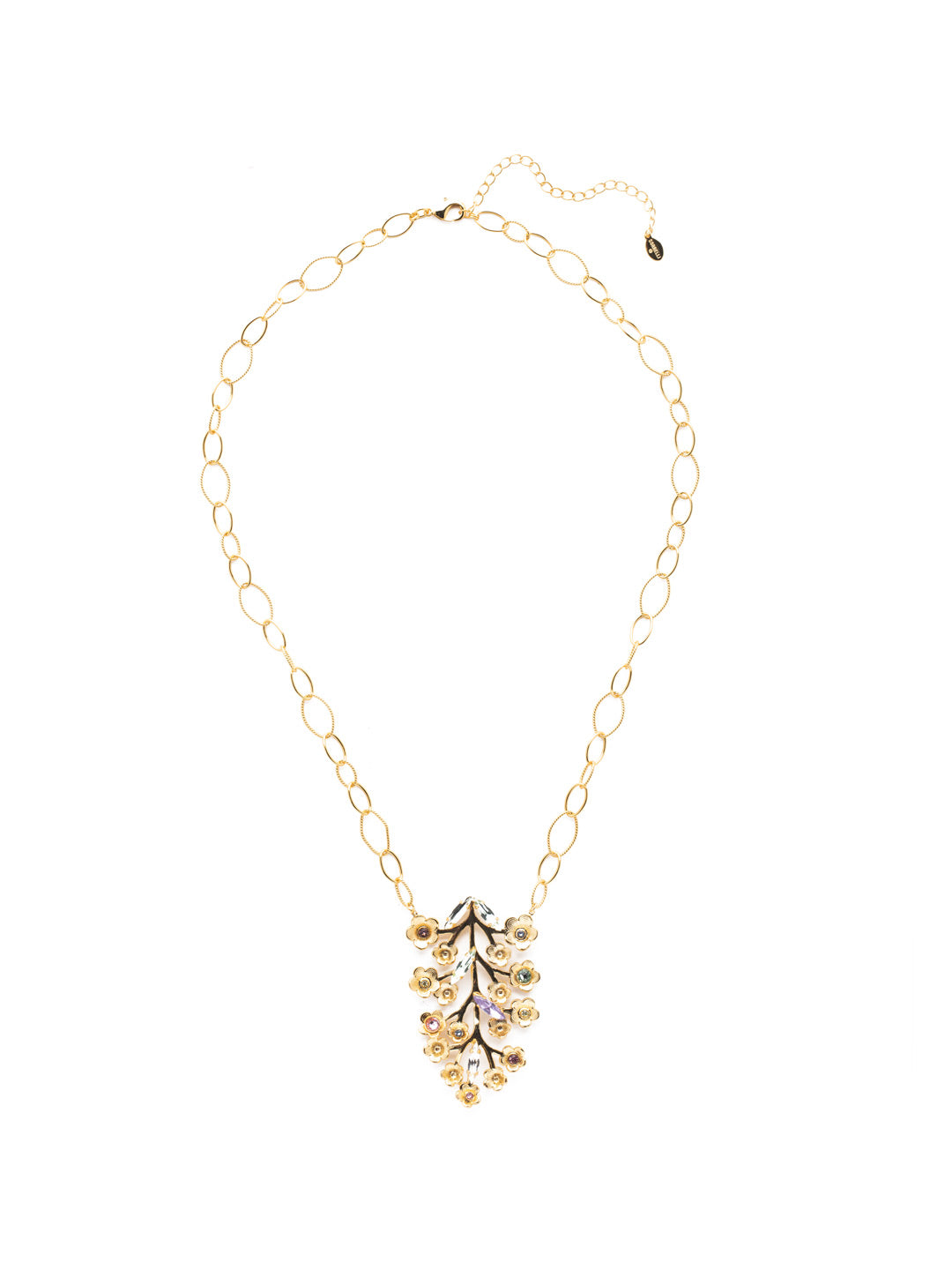 Ambrosia Pendant Necklace - NEV5BGSPR - <p>The Ambrosia Long Pendant Necklace is a beauty. Airy links of metal hold a center Ambrosia leaf accented with sparkling crystals. From Sorrelli's Spring Rain collection in our Bright Gold-tone finish.</p>