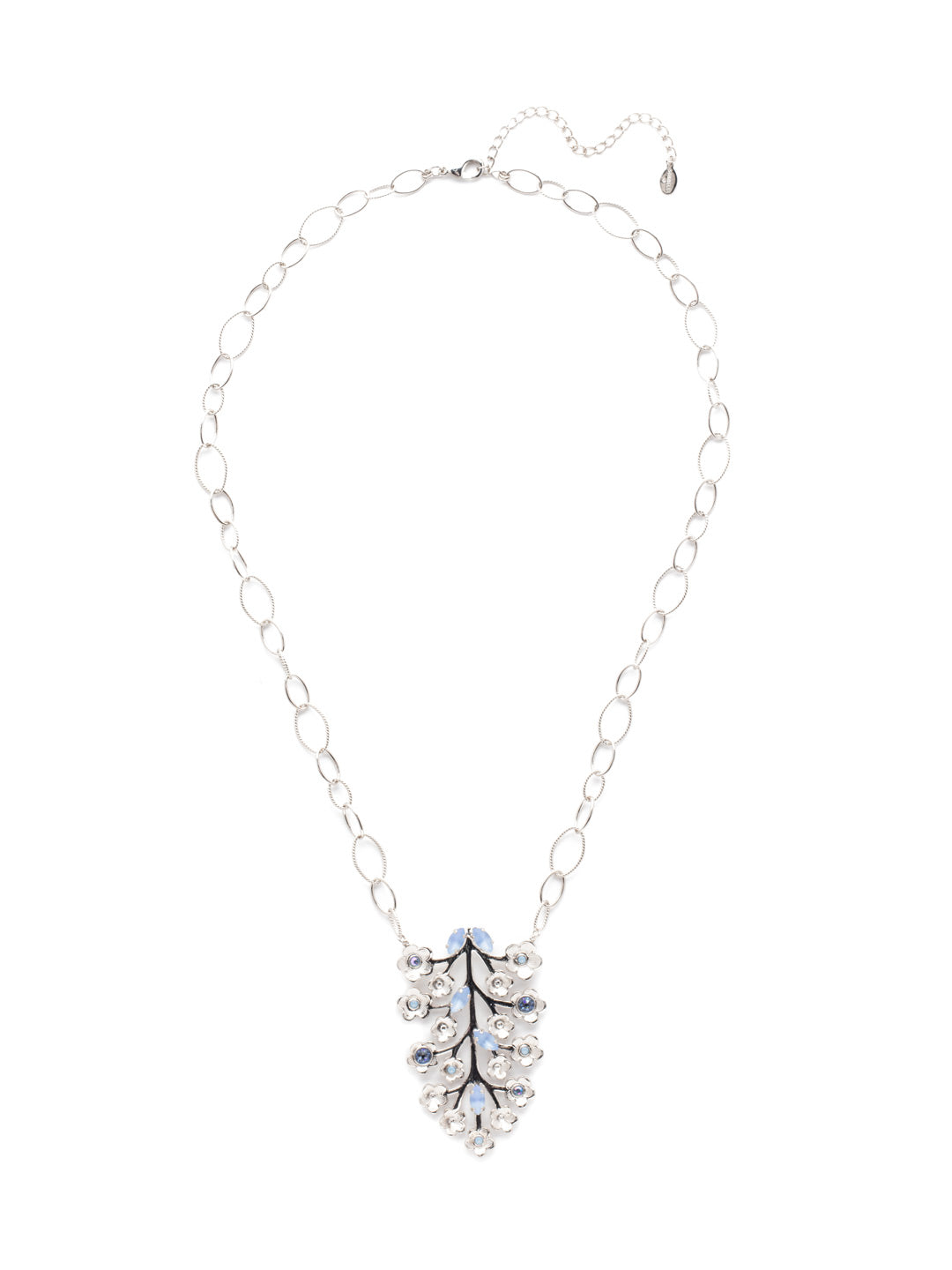 Ambrosia Pendant Necklace - NEV5PDWNB - <p>The Ambrosia Long Pendant Necklace is a beauty. Airy links of metal hold a center Ambrosia leaf accented with sparkling crystals. From Sorrelli's Windsor Blue collection in our Palladium finish.</p>