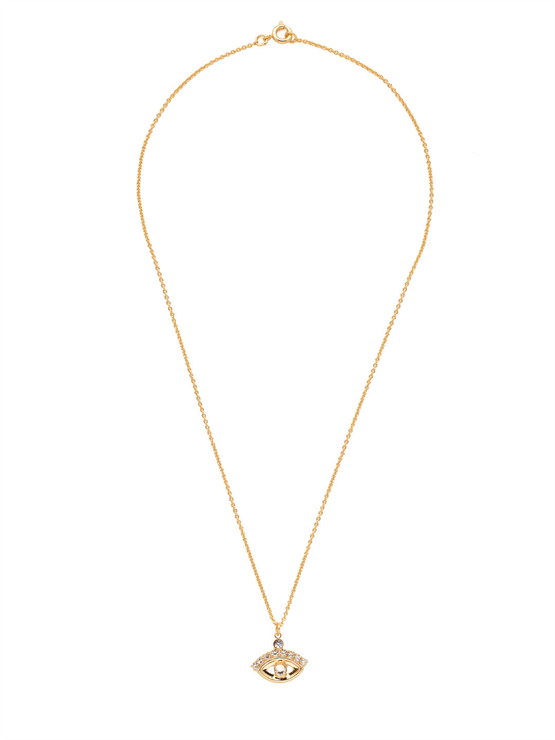 Mini Evil Eye Pendant Necklace - NEV6BGCRY - A must for Evil Eye fans, our Mini Evil Eye Pendant Necklace makes a simple, yet sparkly, statement with crystals. From Sorrelli's Crystal collection in our Bright Gold-tone finish.