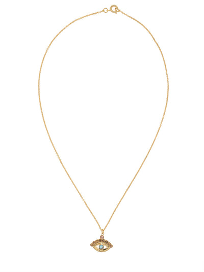 Mini Evil Eye Pendant Necklace - NEV6BGRSU - <p>A must for Evil Eye fans, our Mini Evil Eye Pendant Necklace makes a simple, yet sparkly, statement with crystals. From Sorrelli's Raw Sugar collection in our Bright Gold-tone finish.</p>