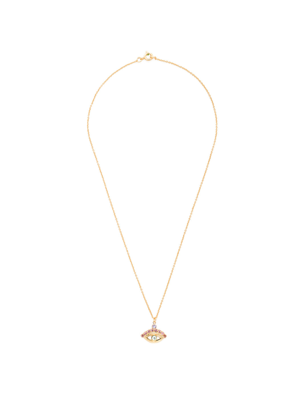 Mini Evil Eye Pendant Necklace - NEV6BGSPR - <p>A must for Evil Eye fans, our Mini Evil Eye Pendant Necklace makes a simple, yet sparkly, statement with crystals. From Sorrelli's Spring Rain collection in our Bright Gold-tone finish.</p>