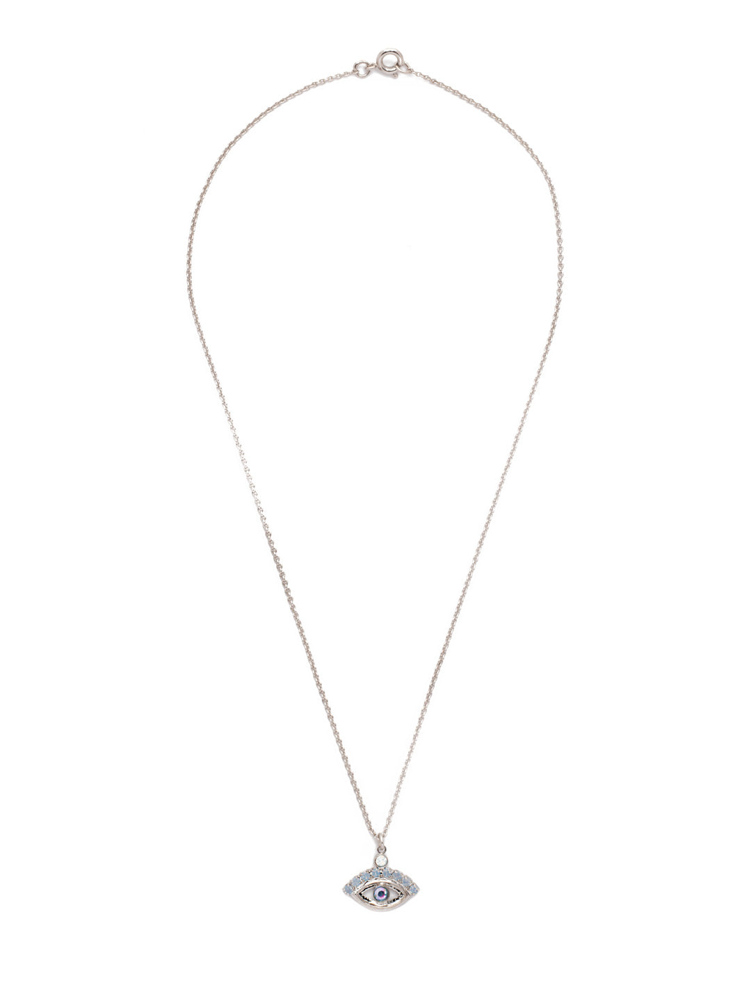 Mini Evil Eye Pendant Necklace - NEV6PDWNB - <p>A must for Evil Eye fans, our Mini Evil Eye Pendant Necklace makes a simple, yet sparkly, statement with crystals. From Sorrelli's Windsor Blue collection in our Palladium finish.</p>