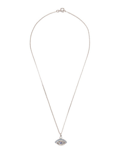 Mini Evil Eye Pendant Necklace - NEV6PDWNB - <p>A must for Evil Eye fans, our Mini Evil Eye Pendant Necklace makes a simple, yet sparkly, statement with crystals. From Sorrelli's Windsor Blue collection in our Palladium finish.</p>