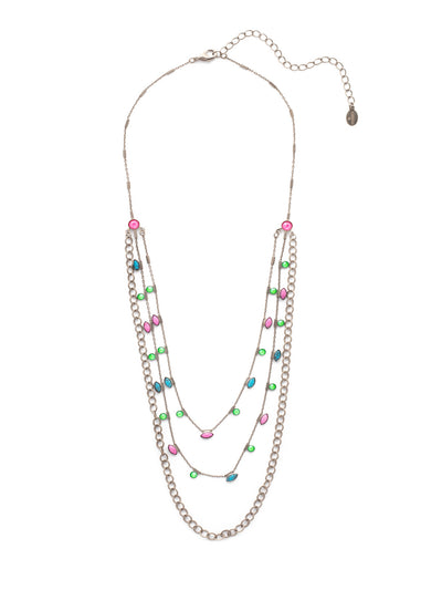 Somer Layered Necklace - NEV7ASWDW - <p>Put on the Somer Layered Necklace for a light and airy piece that combines metallic chainlink and layers of dotted Sorrelli crystals, too. It's all you need to take any outfit to the next level. From Sorrelli's Wild Watermelon collection in our Antique Silver-tone finish.</p>