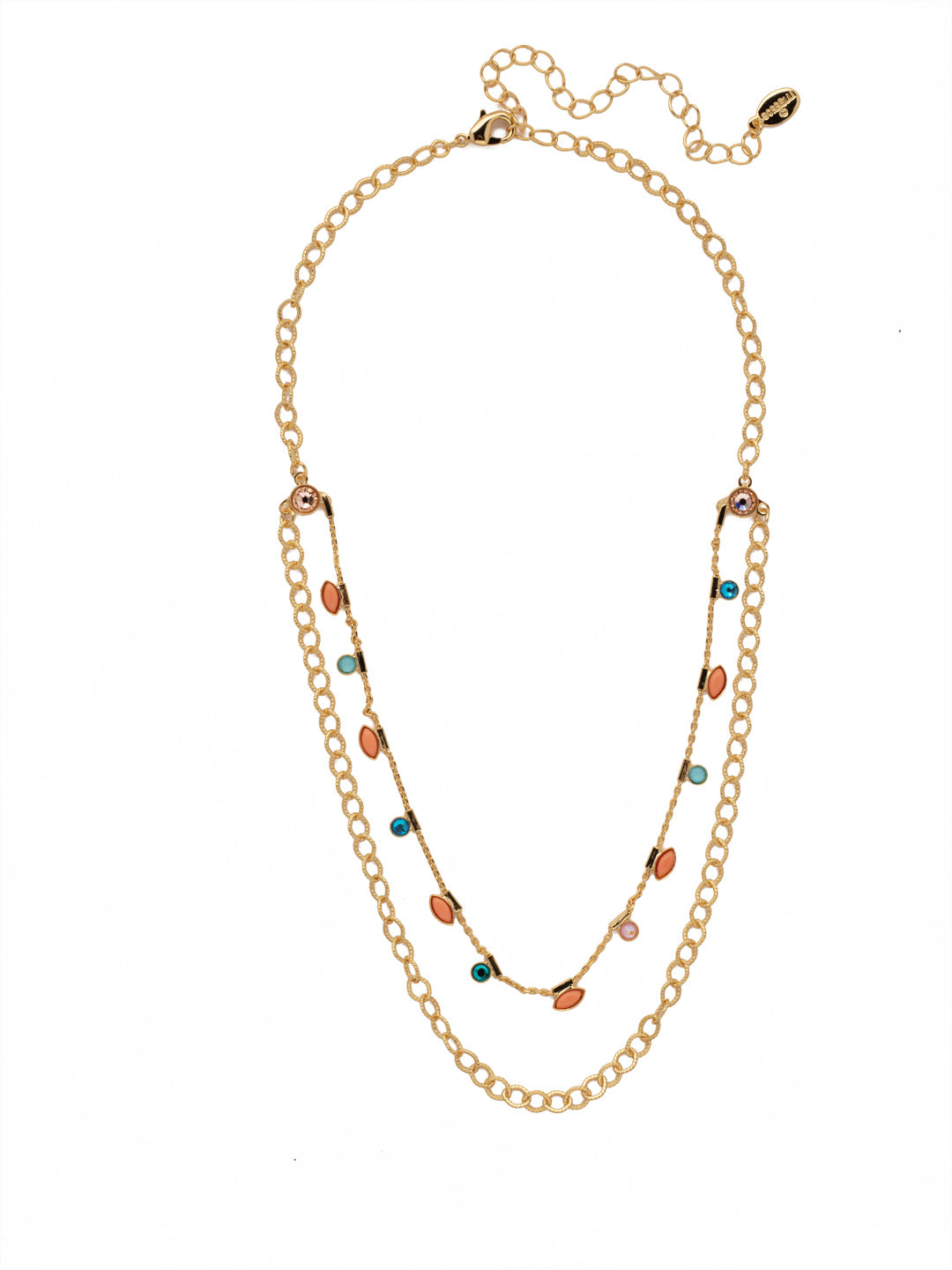 Cruella Layered Necklace - NEV8BGSOP - <p>Fasten on our Cruella Layered Necklace and get two looks in one: chainlink metal and signature Sorrelli sparkle coming from round and navette stones. From Sorrelli's South Pacific collection in our Bright Gold-tone finish.</p>