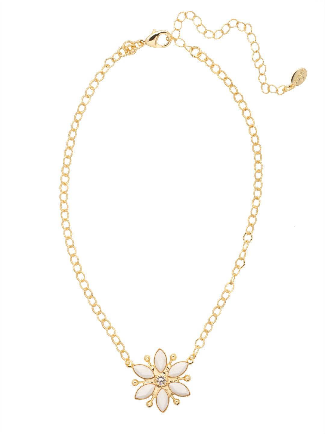 Phoebe Pendant Necklace - NEV90BGSTO - <p>Go airy and floral when you wear the Phoebe Pendant Necklace. Metallic linkwork gives way to a floral pendant crafted from sparkling navette crystals. From Sorrelli's Santorini collection in our Bright Gold-tone finish.</p>