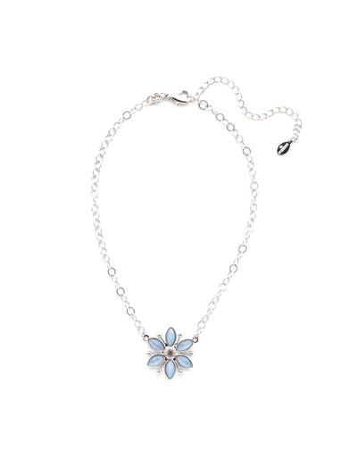 Phoebe Pendant Necklace - NEV90PDWNB - <p>Go airy and floral when you wear the Phoebe Pendant Necklace. Metallic linkwork gives way to a floral pendant crafted from sparkling navette crystals. From Sorrelli's Windsor Blue collection in our Palladium finish.</p>
