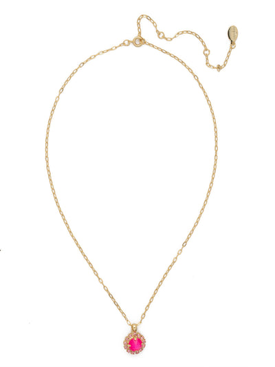 Haute Halo Pendant Necklace - NEX10BGBFL - <p>A single halo set round crystal hangs from a delicate adjustable chain. From Sorrelli's Big Flirt collection in our Bright Gold-tone finish.</p>