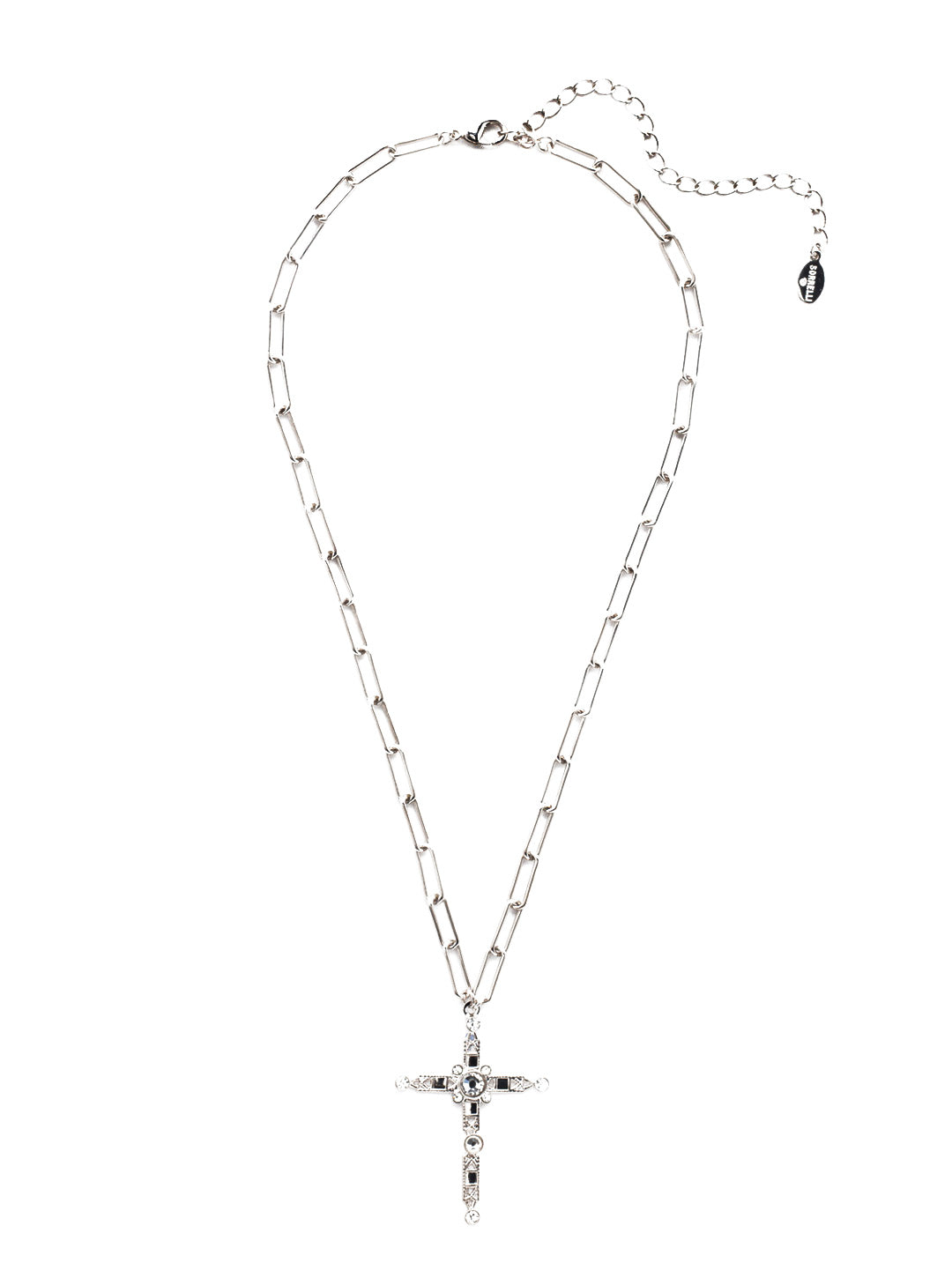 Norah Cross Pendant Necklace - NEX11PDCRY - <p>The Norah Cross Pendant Necklace hosts a modern style cross pendant, overlaid with various crystals and hanging from an adjustable, trendy paperclip chain. From Sorrelli's Crystal collection in our Palladium finish.</p>