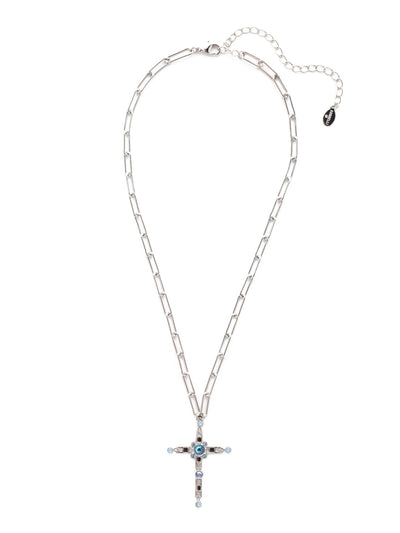 Norah Cross Pendant Necklace - NEX11PDWNB - <p>The Norah Cross Pendant Necklace hosts a modern style cross pendant, overlaid with various crystals and hanging from an adjustable, trendy paperclip chain. From Sorrelli's Windsor Blue collection in our Palladium finish.</p>