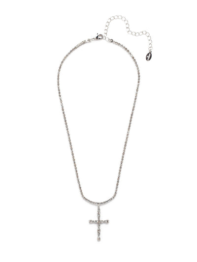 Annalise Cross Pendant Necklace - NEX1PDCRY - <p>The Annalise Cross Pendant Necklace features a single cross pendant covered in crystals, hanging from a crystal-studded adjustable chain with a lobster clasp closure. From Sorrelli's Crystal collection in our Palladium finish.</p>