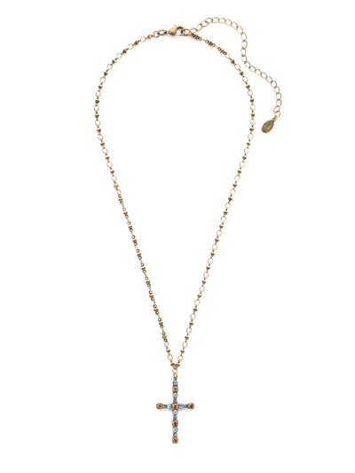 Charmaine Cross Pendant Necklace - NEX2AGMIR - <p>Perfect for any occasion, the Charmaine Cross Pendant Necklace spotlights a crystal studded cross on an adjustable chain. From Sorrelli's Mirage collection in our Antique Gold-tone finish.</p>
