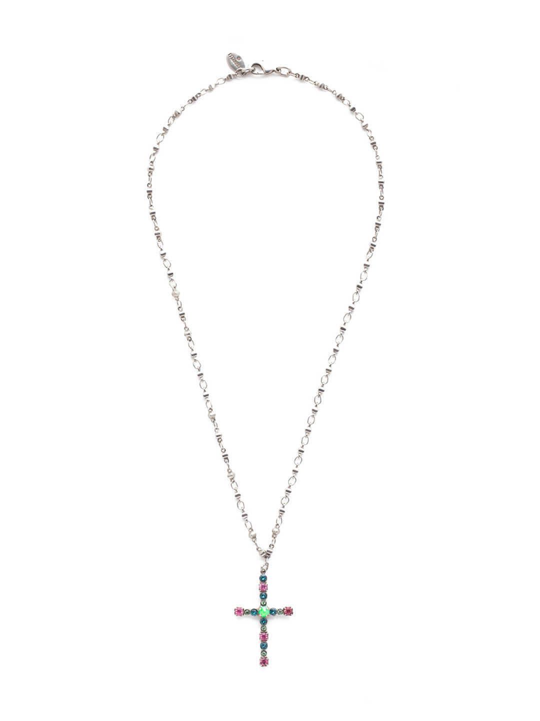 Charmaine Cross Pendant Necklace - NEX2ASWDW - <p>Perfect for any occasion, the Charmaine Cross Pendant Necklace spotlights a crystal studded cross on an adjustable chain. From Sorrelli's Wild Watermelon collection in our Antique Silver-tone finish.</p>