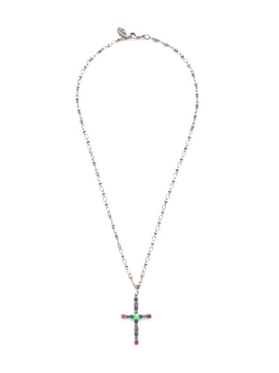 Charmaine Cross Pendant Necklace - NEX2ASWDW - <p>Perfect for any occasion, the Charmaine Cross Pendant Necklace spotlights a crystal studded cross on an adjustable chain. From Sorrelli's Wild Watermelon collection in our Antique Silver-tone finish.</p>