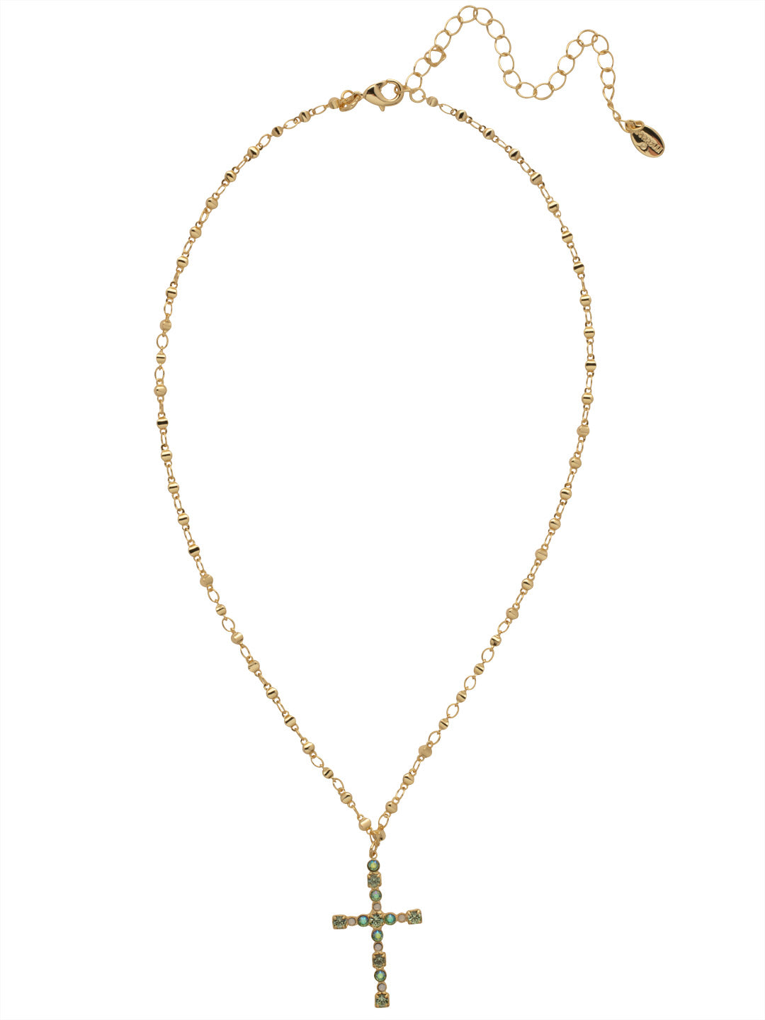 Charmaine Cross Pendant Necklace - NEX2BGSGR - <p>Perfect for any occasion, the Charmaine Cross Pendant Necklace spotlights a crystal studded cross on an adjustable chain. From Sorrelli's Sage Green collection in our Bright Gold-tone finish.</p>