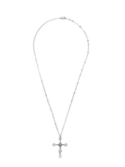 Logan Cross Pendant Necklace - NEX3PDCRY - <p>Perfect for spring, the Logan Cross Pendant Necklace beautifully blends flowers and crystals on a cross pendant, hanging from an adjustable chain. From Sorrelli's Crystal collection in our Palladium finish.</p>