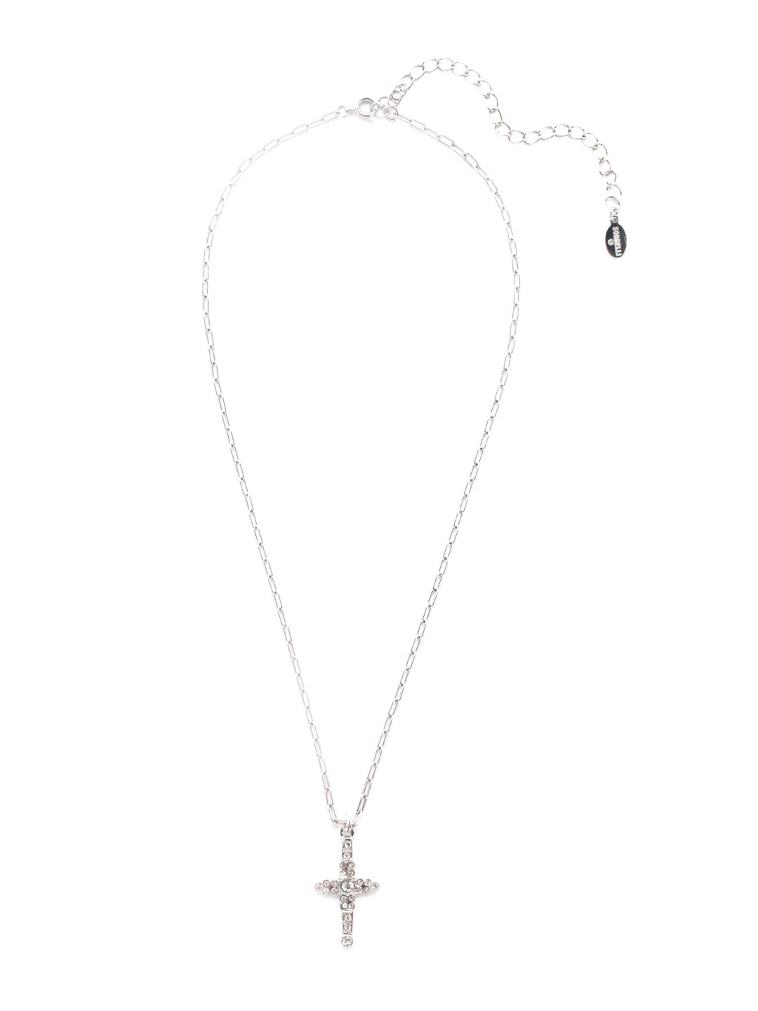 Bridget Cross Pendant Necklace - NEX4PDCRY - <p>Dainty and delicate, The Bridget Cross Pendant Necklace is the perfect wardrobe staple. A small cross pendant covered in crystals hangs prominently on an adjustable chain. From Sorrelli's Crystal collection in our Palladium finish.</p>