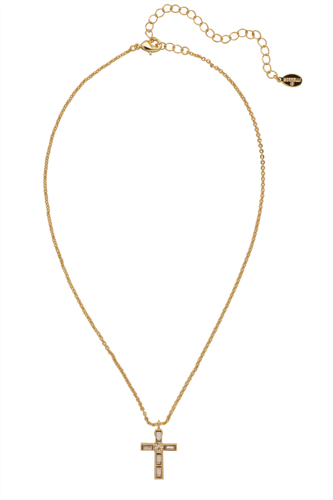 Teagan Cross Pendant Necklace - NEX6BGCRY - <p>The Teagan Cross Pendant Necklace features a single crystal encrusted cross hanging from an adjustable chain. From Sorrelli's Crystal collection in our Bright Gold-tone finish.</p>