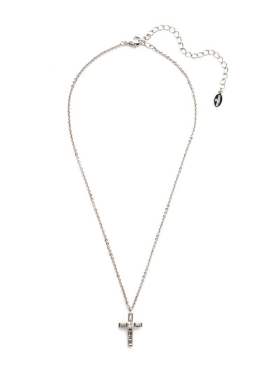 Teagan Cross Pendant Necklace - NEX6PDCRY - The Teagan Cross Pendant Necklace features a single crystal encrusted cross hanging from an adjustable chain. From Sorrelli's Crystal collection in our Palladium finish.
