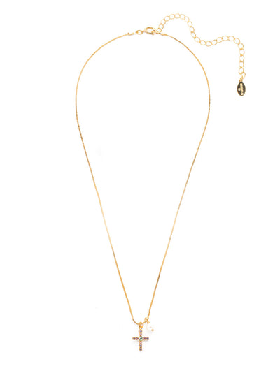 Joelle Cross Pendant Necklace - NEX8BGSPR - The elegance of a single freshwater pearl and a crystal cross makes the Joelle Cross Pendant Necklace a wardrobe staple. From Sorrelli's Spring Rain collection in our Bright Gold-tone finish.