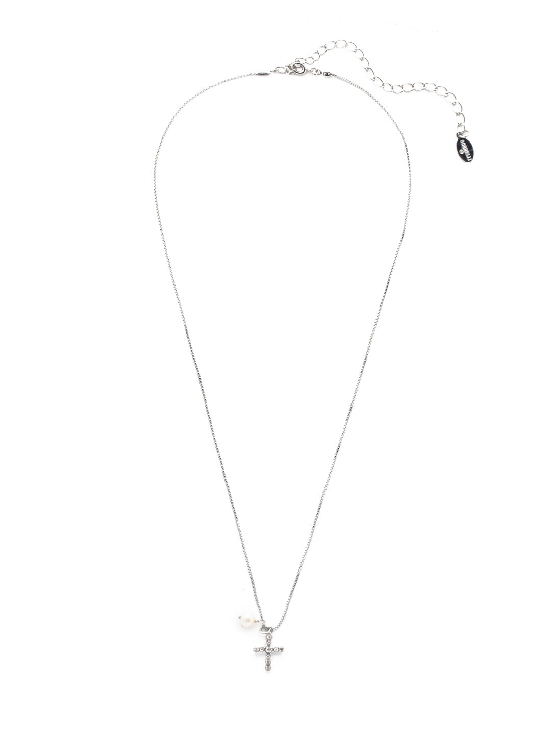 Joelle Cross Pendant Necklace - NEX8PDCRY - <p>The elegance of a single freshwater pearl and a crystal cross makes the Joelle Cross Pendant Necklace a wardrobe staple. From Sorrelli's Crystal collection in our Palladium finish.</p>