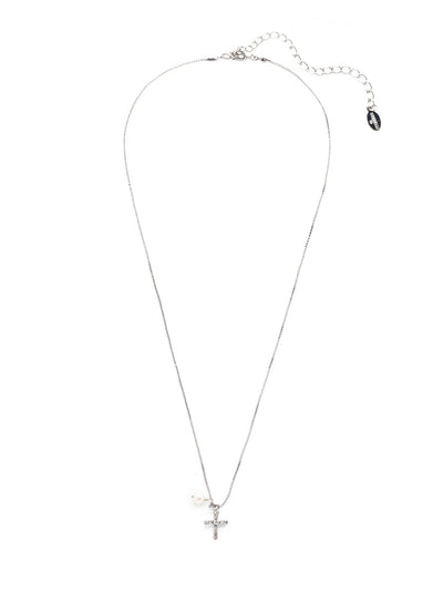 Joelle Cross Pendant Necklace - NEX8PDCRY - <p>The elegance of a single freshwater pearl and a crystal cross makes the Joelle Cross Pendant Necklace a wardrobe staple. From Sorrelli's Crystal collection in our Palladium finish.</p>
