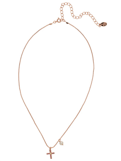 Joelle Cross Pendant Necklace - NEX8RGPPN - <p>The elegance of a single freshwater pearl and a crystal cross makes the Joelle Cross Pendant Necklace a wardrobe staple. From Sorrelli's Pink Pineapple collection in our Rose Gold-tone finish.</p>