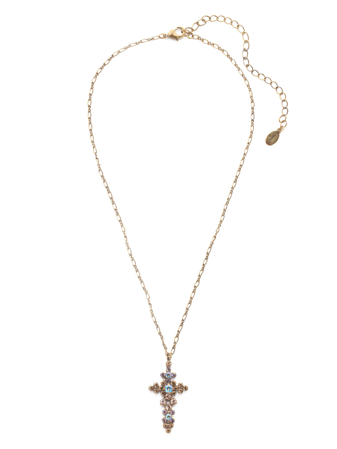 Kennedy Cross Pendant Necklace - NEX9AGMIR - <p>Decorated with a variety of crystals and hanging from an adjustable chain, the Kennedy Cross Pendant takes a classic cross and elevates it into an updated wardrobe staple From Sorrelli's Mirage collection in our Antique Gold-tone finish.</p>