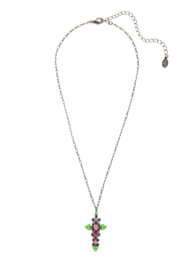 Kennedy Cross Pendant Necklace - NEX9ASWDW - <p>Decorated with a variety of crystals and hanging from an adjustable chain, the Kennedy Cross Pendant takes a classic cross and elevates it into an updated wardrobe staple From Sorrelli's Wild Watermelon collection in our Antique Silver-tone finish.</p>