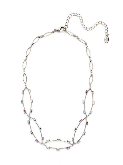 Violette Tennis Necklace - NEY25PDCCC - <p>The Violette Tennis Necklace spotlights five baguette crystal encrusted ovals on an adjustable chain. From Sorrelli's Cotton Candy Clouds collection in our Palladium finish.</p>