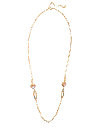Kiki Long Necklace - NEZ10BGSOP - <p>The Kiki Long Necklace is a beautiful mix of classic and trend styles; with round cushion cut crystals and crystal encrusted chain links. From Sorrelli's South Pacific collection in our Bright Gold-tone finish.</p>