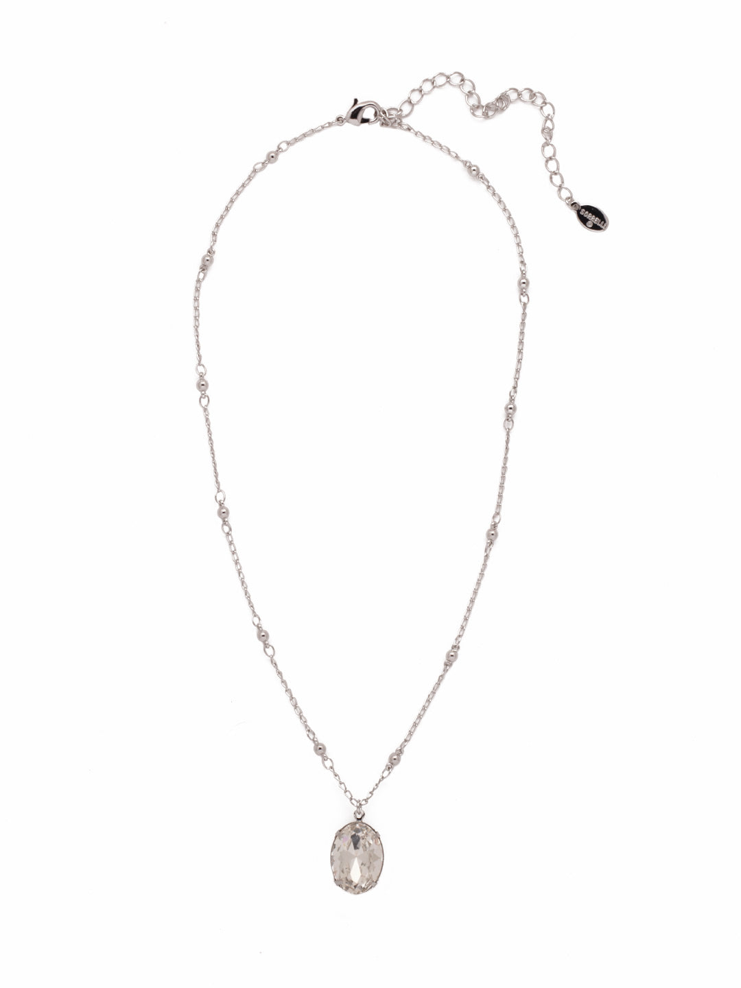 Leslie Short Pendant Necklace - NEZ18PDCRY - The Leslie Short Pendant Necklace spotlights a bold and beautiful oval crystal on a decorative chain, secured by a lobster clasp closure. From Sorrelli's Crystal collection in our Palladium finish.