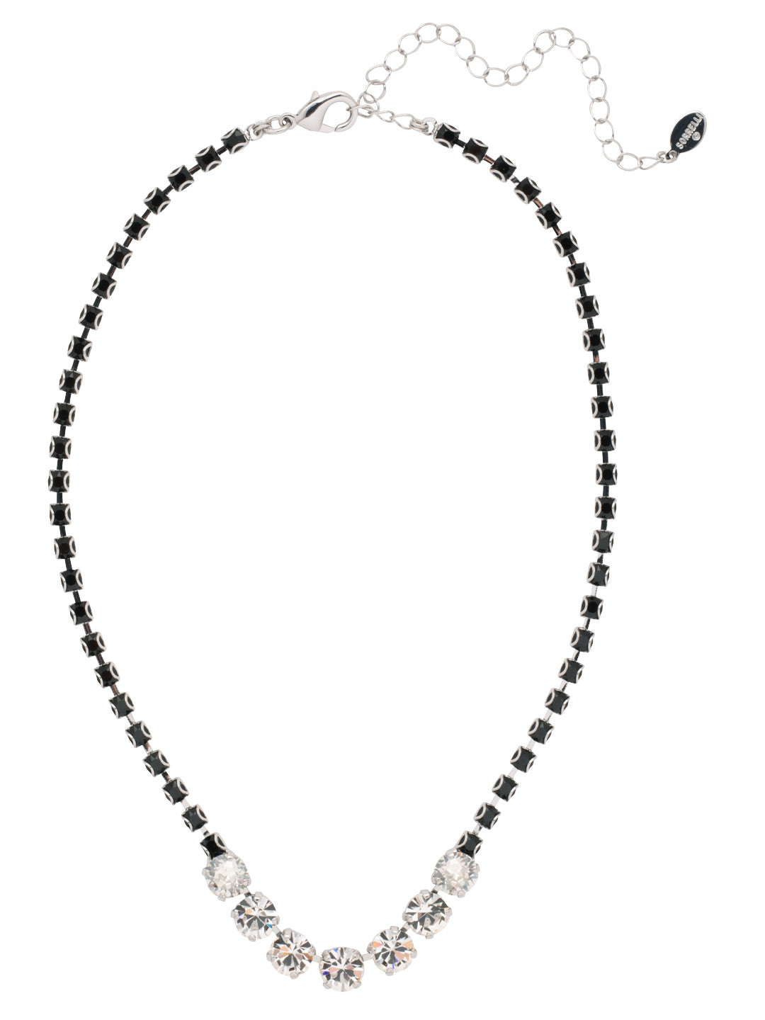 Coco Tennis Necklace - NEZ31PDSNI - <p>The Coco Tennis necklace shines all around; a crystal studded adjustable chain hosts a row of round crystals, secured in the back with a lobster claw clasp. From Sorrelli's Starry Night collection in our Palladium finish.</p>