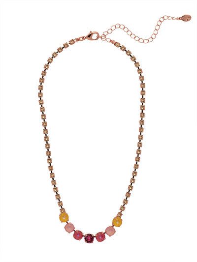 Coco Tennis Necklace - NEZ31RGPPN - <p>The Coco Tennis necklace shines all around; a crystal studded adjustable chain hosts a row of round crystals, secured in the back with a lobster claw clasp. From Sorrelli's Pink Pineapple collection in our Rose Gold-tone finish.</p>