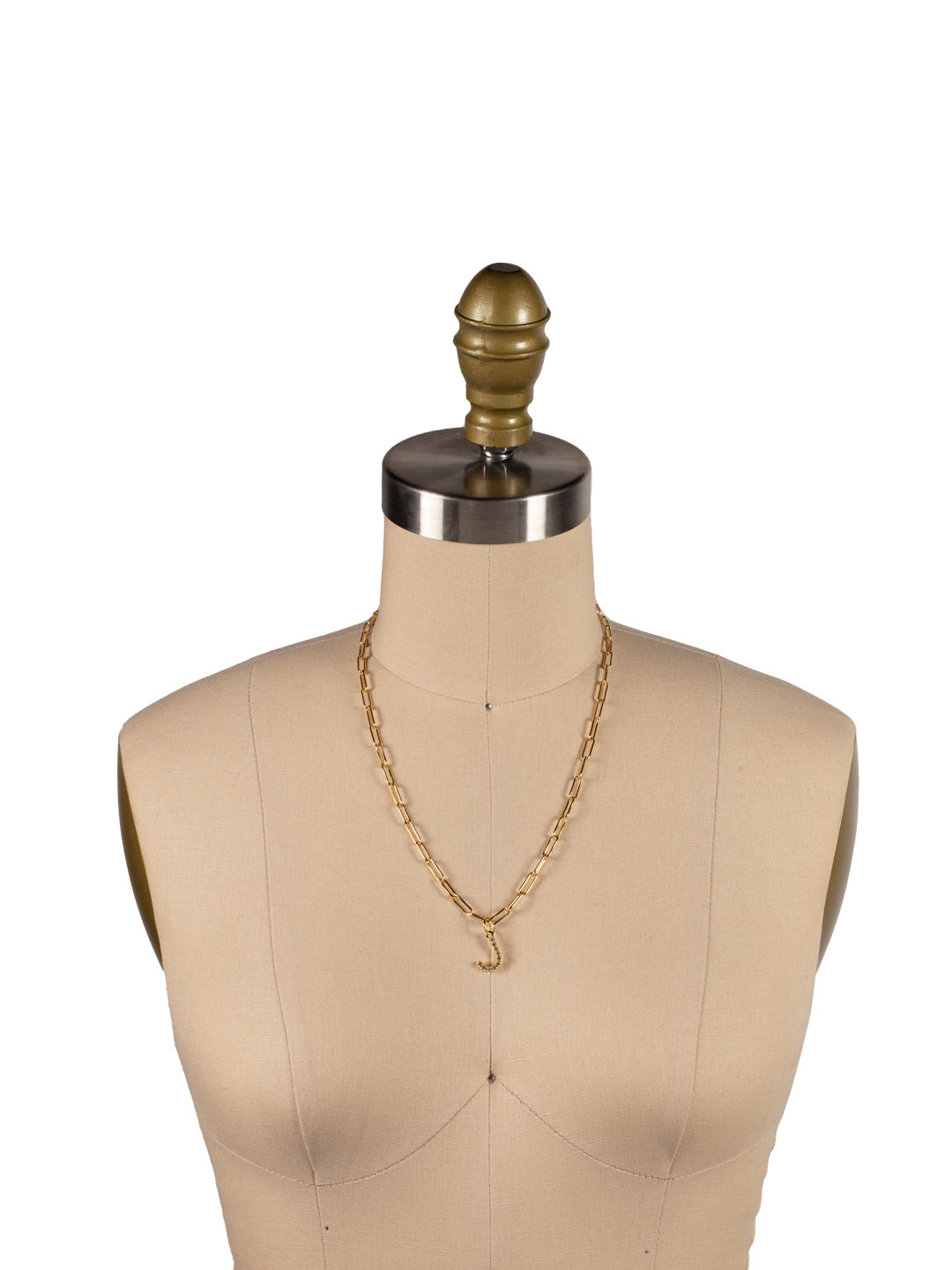 J Initial Paperclip Pendant Necklace - NFB10BGCRY
