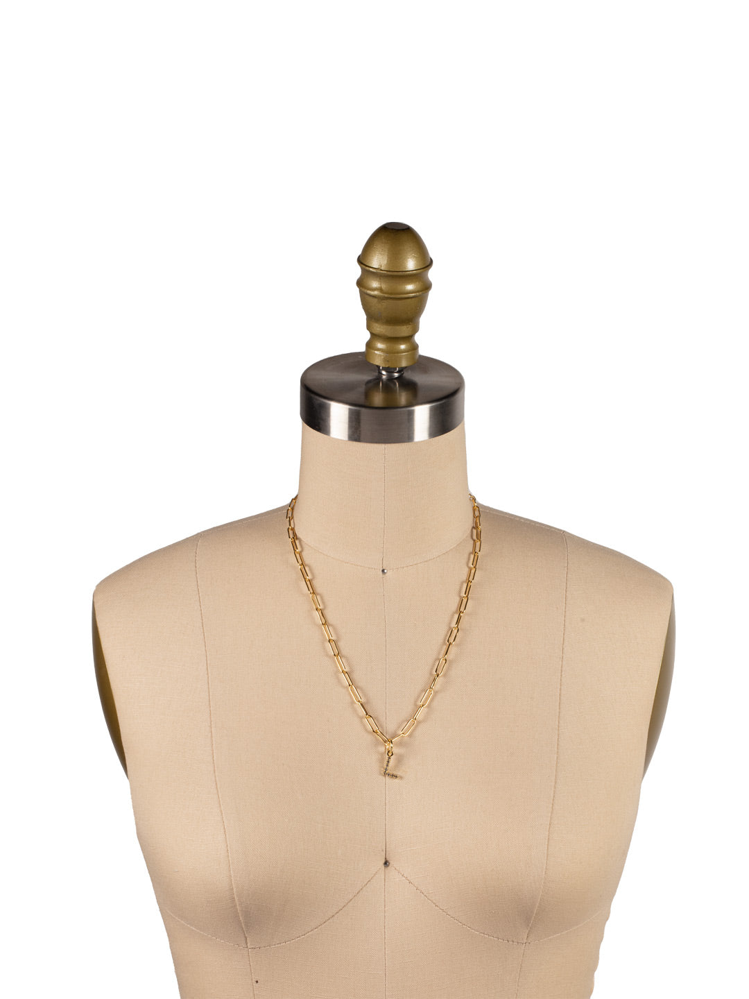 L Initial Paperclip Pendant Necklace - NFB12BGCRY